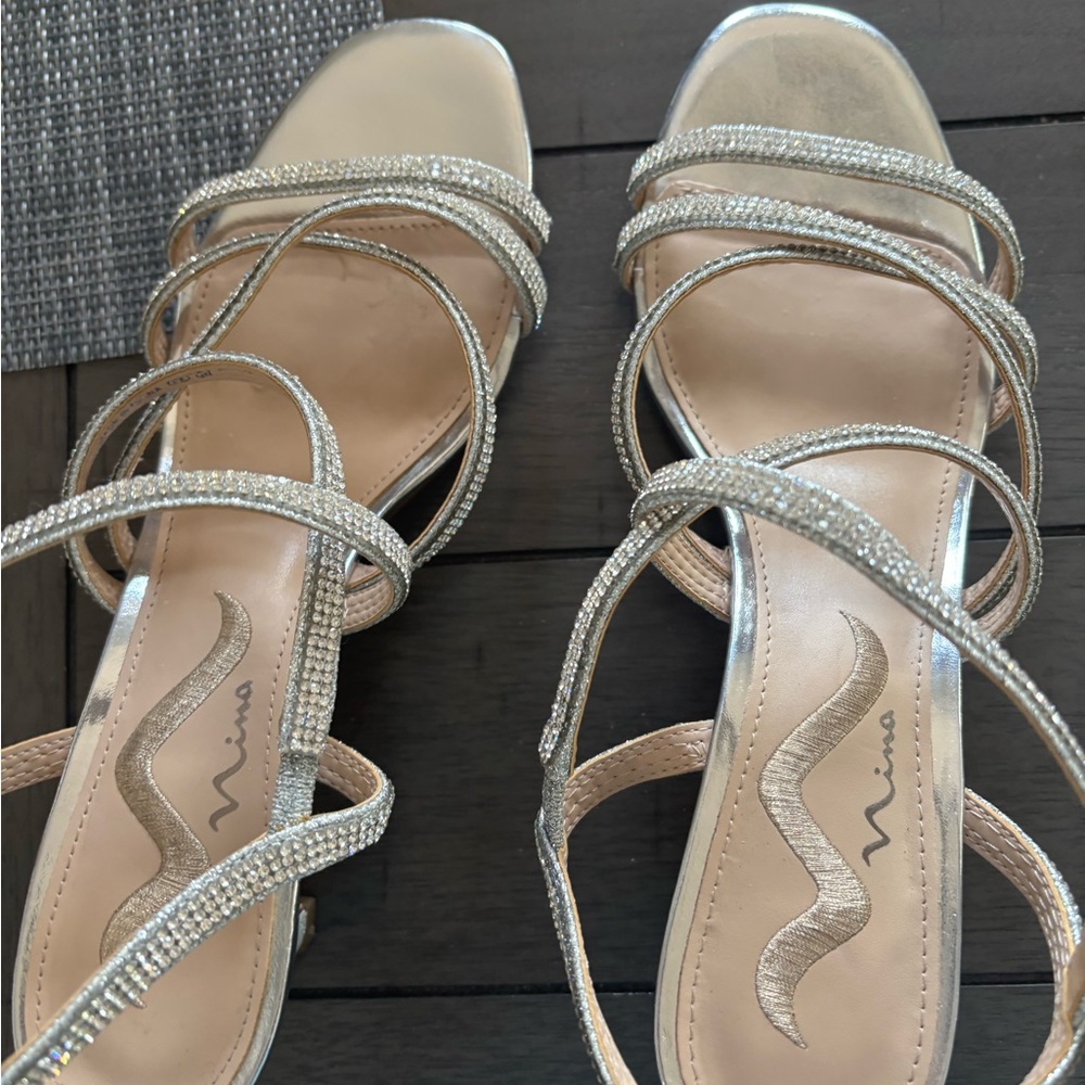 Nina Silver Crystal Embellished Heels